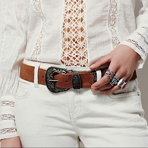NEVER WORN free people black rock western belt